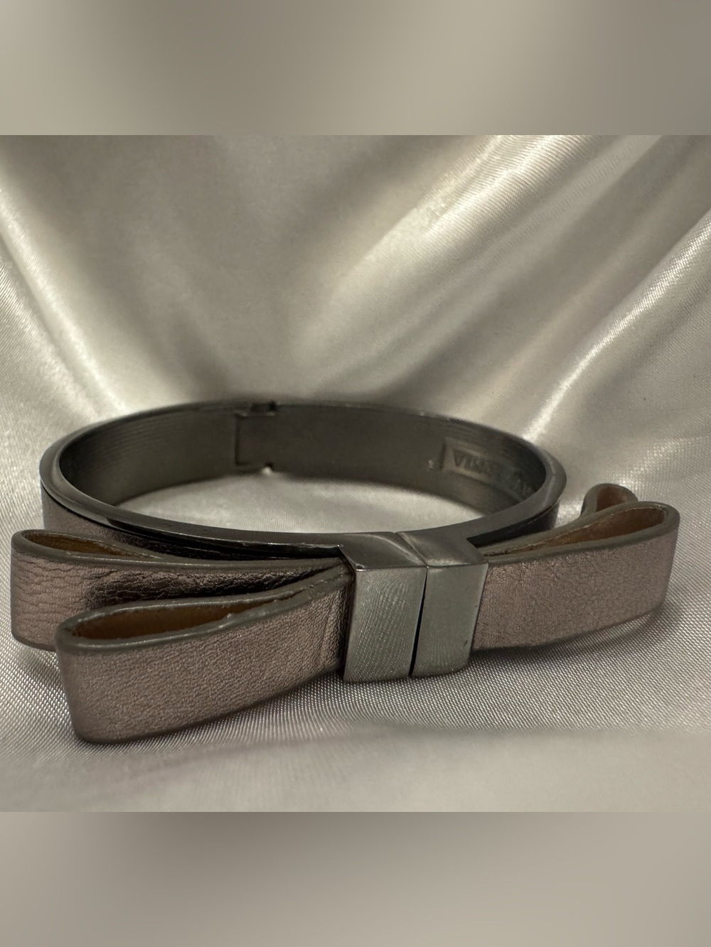 Vince Camuto Gunmetal Metallic Double Bow Hinged Bangle Bracelet Vince Camuto